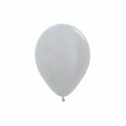 Party Animal Direct Metallic Silver 30cm Latex Balloon (10 Pieces) Plain Latex Balloons