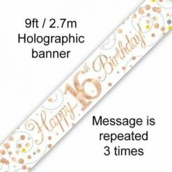 Party Animal Direct 16th Rose Gold Glitz Banner