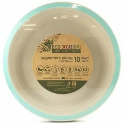 Alpen Sugarcane Lunch Plates 180mm Mint Green 10 Pack