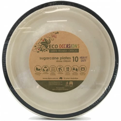Alpen Sugarcane Dinner Plates 230mm Black P10 Eco Range 3 Alpen Sugarcane Dinner Plates 230mm Black P10 Eco Range