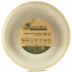 Alpen Eco Range Sugarcane Dinner Plates 230mm Gold P10