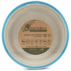 Alpen Sugarcane Dinner Plates 230mm Light Blue 10 Pack Eco Range