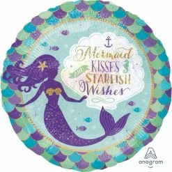 Party Animal Direct Holographic Foil Mermaid Wishes And Kisses