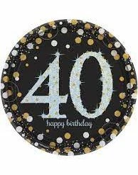 AMSCAN 40th Birthday Sparkling Celebration 40th Dinner Plates