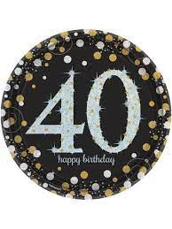 AMSCAN 40th Birthday Sparkling Celebration 40th Dinner Plates 3 AMSCAN 40th Birthday Sparkling Celebration 40th Dinner Plates
