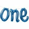 Party Animal Direct 1st Birthday SHAPE “ONE” BLUE FOIL BALLOONS BANNER AIR FILL ONLY