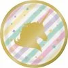 Party Animal Direct Unicorn Sparkle Lunch Plates Paper & Gold Foil Stamped 18cm