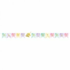 Party Animal Direct UNICORN SPARKLE HAPPY BIRTHDAY STRING BANNER FOIL STAMPED Unicorn Party