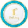 Party Animal Direct 1ST BIRTHDAY BLUE 10"(26CM) ROUND PLATES (PREMIUM)