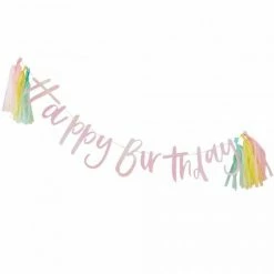 Party Animal Direct Happy Birthday Iridescent Pastel Party Bunting With Tassels
