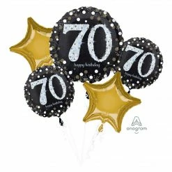 Party Animal Direct 70th Birthday Sparkling Birthday 70th Foil Balloon Bouquet