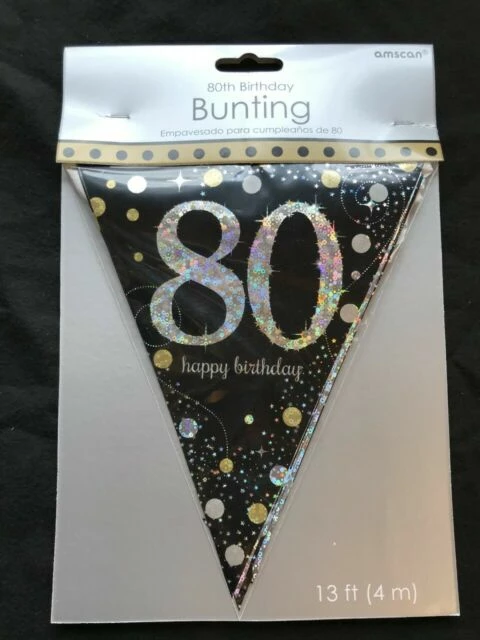 Party Animal Direct Sparkling Celebration 80th Bunting Banner 4 Party Animal Direct Sparkling Celebration 80th Bunting Banner