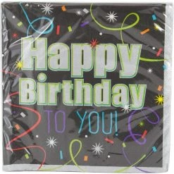 Party Animal Direct Brilliant Birthday Napkins - Black (16 Piece)