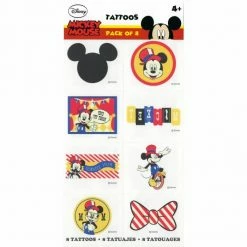 Party Animal Direct Disney Mickey Mouse Vintage Carnival Tattoos Pack Of 8
