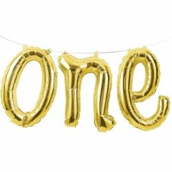 Party Animal Direct ONE Balloon Air-Filled Banner (Gold)