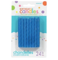 Party Animal Direct Blue Sprial 24 Pack Candles