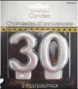Party Animal Direct 30 Silver Glitter Candle