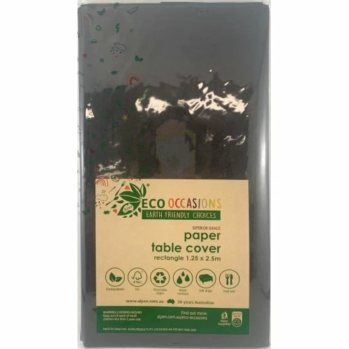 Alpen Tablecover PAPER Rectangle 250x125cm BLACK Eco Range 3 Alpen Tablecover PAPER Rectangle 250x125cm BLACK Eco Range