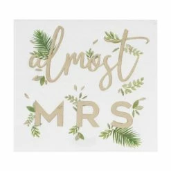 Party Animal Direct GOLD FOILED ALMOST MRS HEN PARTY NAPKINS (16 Pieces) Bridal Shower / Bride To Be