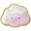 Party Animal Direct Oh Baby Girl Metallic Dessert Plates 8pk - Cloud