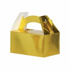 Party Animal Direct Paper Partyware LUNCH BOX METALLIC GOLD 5PK