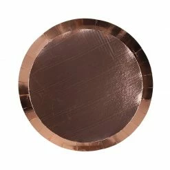 Party Animal Direct FS PAPER ROUND SNACK PLATE 7" MET ROSE GOLD 10PK