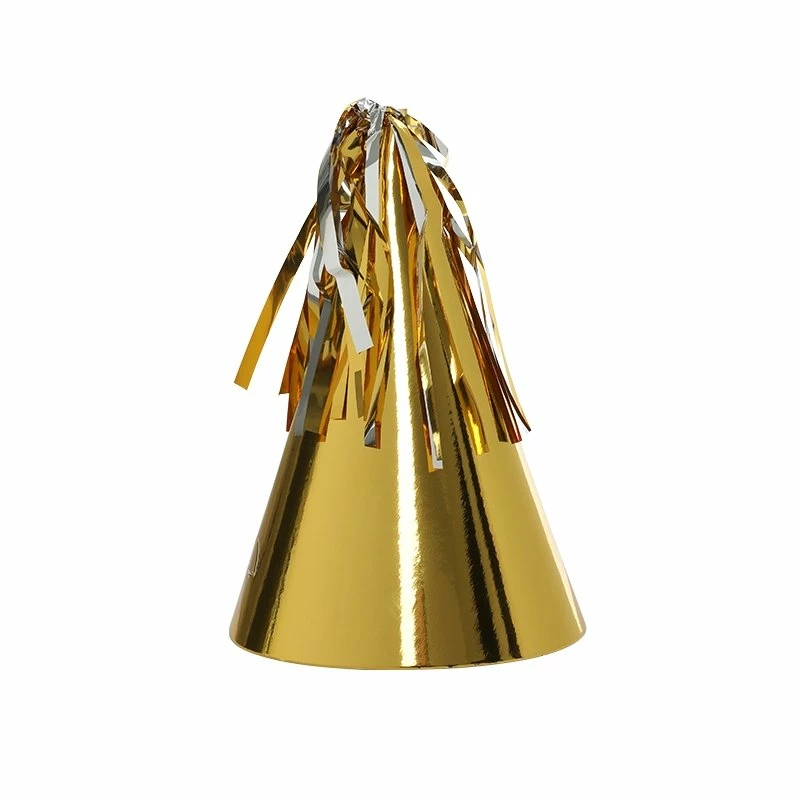 Party Animal Direct FS PARTY HAT WITH TASSEL TOPPER METALLIC GOLD 10PK 3 Party Animal Direct FS PARTY HAT WITH TASSEL TOPPER METALLIC GOLD 10PK