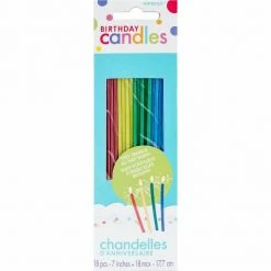 Party Animal Direct Sparkling Thin Party Candles 7-in 12/pkg Assorted Colors