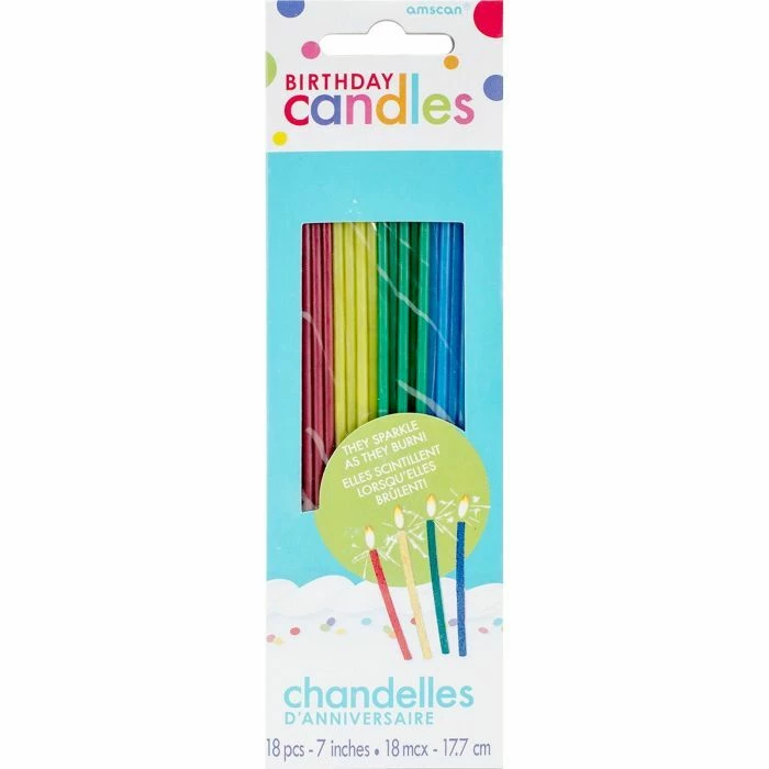 Party Animal Direct Sparkling Thin Party Candles 7-in 12/pkg Assorted Colors 3 Party Animal Direct Sparkling Thin Party Candles 7-in 12/pkg Assorted Colors