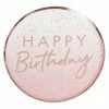 Party Animal Direct ROSE GOLD FOILED HAPPY BIRTHDAY PAPER PLATES