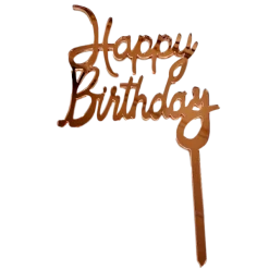 Party Animal Direct ROSE GOLD HAPPY BIRTHDAY ACRYLIC TOPPER Cake Making Supplies