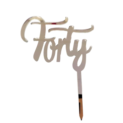 Party Animal Direct FORTY SILVER ACRYLIC TOPPER 40th Birthday