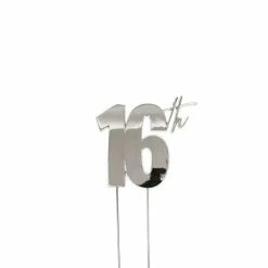 Party Animal Direct 16TH SILVER CAKE TOPPER 16th Birthday