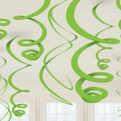 Party Animal Direct LIME GREEN SWIRL DECORATIONS (PACK OF 12)