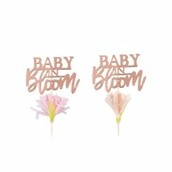 Party Animal Direct ROSE GOLD BABY IN BLOOM CUPCAKE TOPPERS Baby Shower