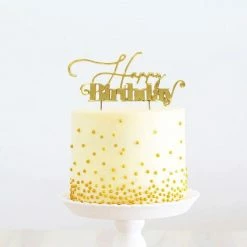 Party Animal Direct HAPPY BIRTHDAY METAL CAKE TOPPER - GOLD