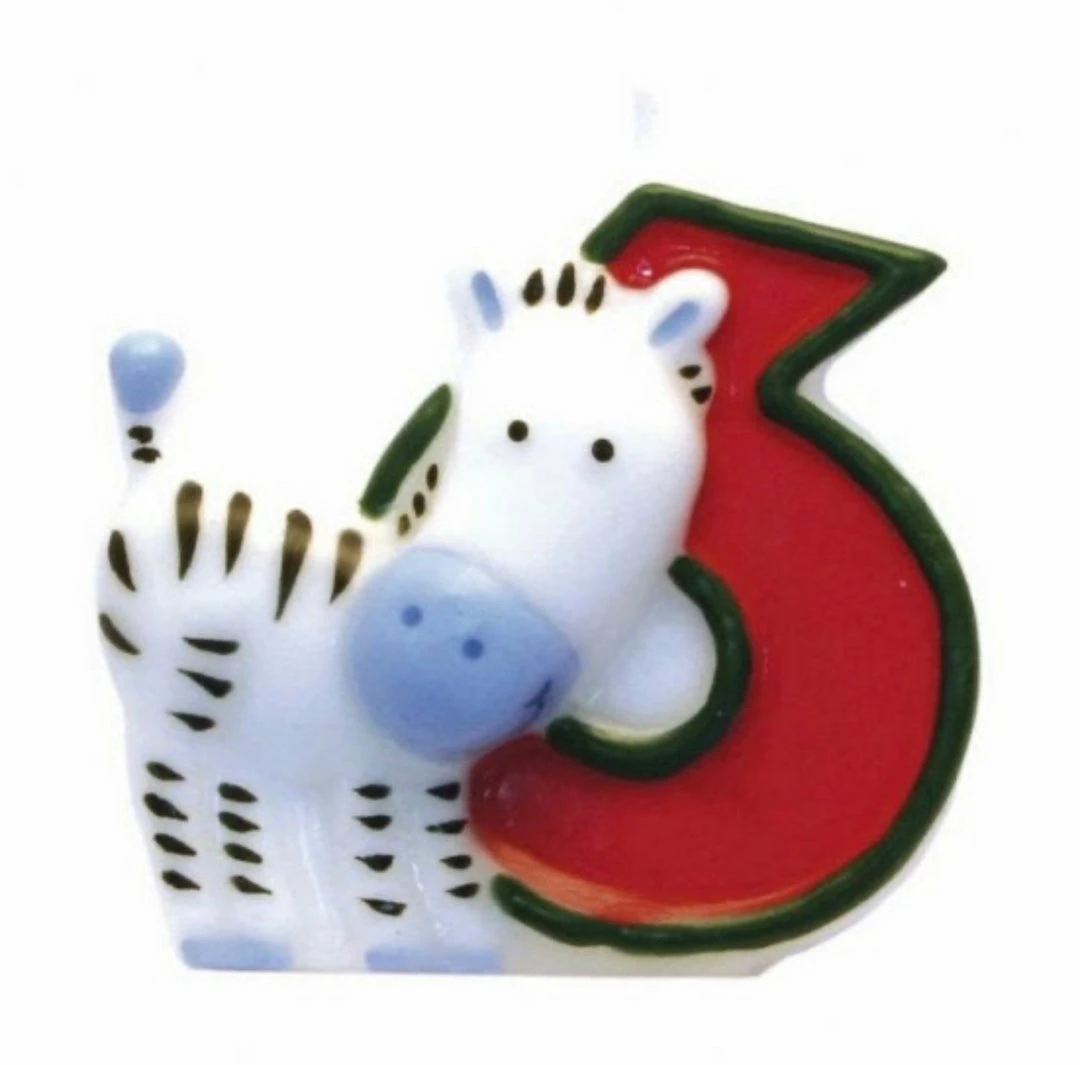 Party Animal Direct SAFARI ZEBRA NUMBER 6CANDLE 3 Party Animal Direct SAFARI ZEBRA NUMBER 6CANDLE