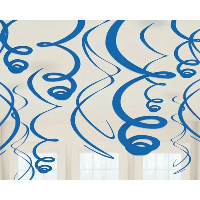 Party Animal Direct ROYAL BLUE SWIRL DECORATIONS (PACK OF 12) 3 Party Animal Direct ROYAL BLUE SWIRL DECORATIONS (PACK OF 12)