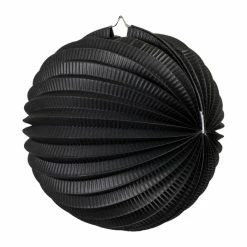 Party Animal Direct BLACK ACCORDION PAPER LANTERN 25CM