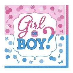 Party Animal Direct Baby Shower GIRL OR BOY SMALL NAPKINS / SERVIETTES (PACK OF 16)