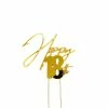 Party Animal Direct HAPPY 18TH GOLD METAL CAKE TOPPER
