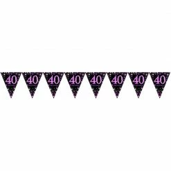 Party Animal Direct PINK CELEBRATION 40TH BIRTHDAY FLAG BANNER