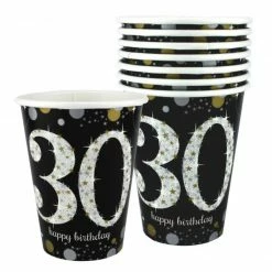 Party Animal Direct SPARKLING CELEBRATION 30TH BIRTHDAY PAPER CUPS (PACK OF 8)