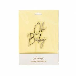 Party Animal Direct OH BABY SILVER & CLEAR ACRYLIC CAKE TOPPER Baby Shower