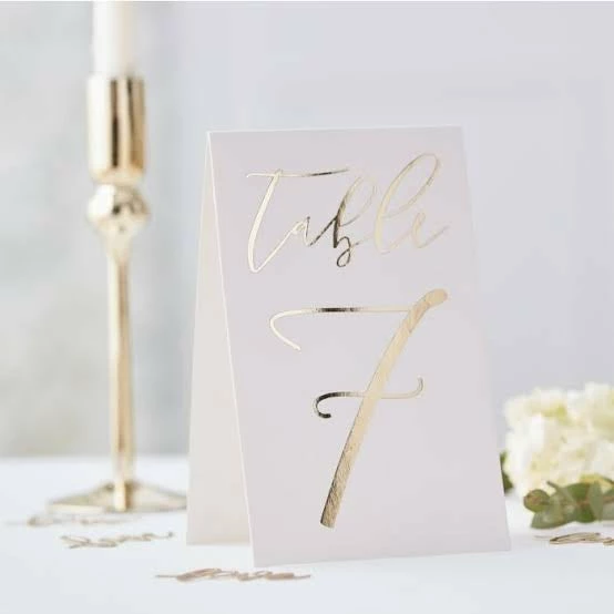 Ginger Ray GOLD FOILED TENT CARD TABLE NUMBERS 3 Ginger Ray GOLD FOILED TENT CARD TABLE NUMBERS