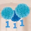 Party Animal Direct BOYS 1ST BIRTHDAY FLUFFY DECORATIONS (PACK OF 3)
