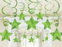 Party Animal Direct STAR SWIRL DECORATIONS PK30 - GREEN