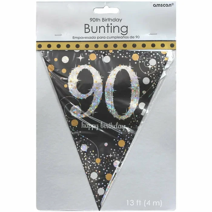 Party Animal Direct SPARKLING CELEBRATION 90TH BIRTHDAY FLAG BANNER 3 Party Animal Direct SPARKLING CELEBRATION 90TH BIRTHDAY FLAG BANNER