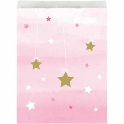 Party Animal Direct ONE LITTLE STAR PINK TREAT BAGS (PACK OF 10)