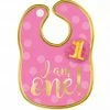 Party Animal Direct 1ST BIRTHDAY PINK FABRIC BIB